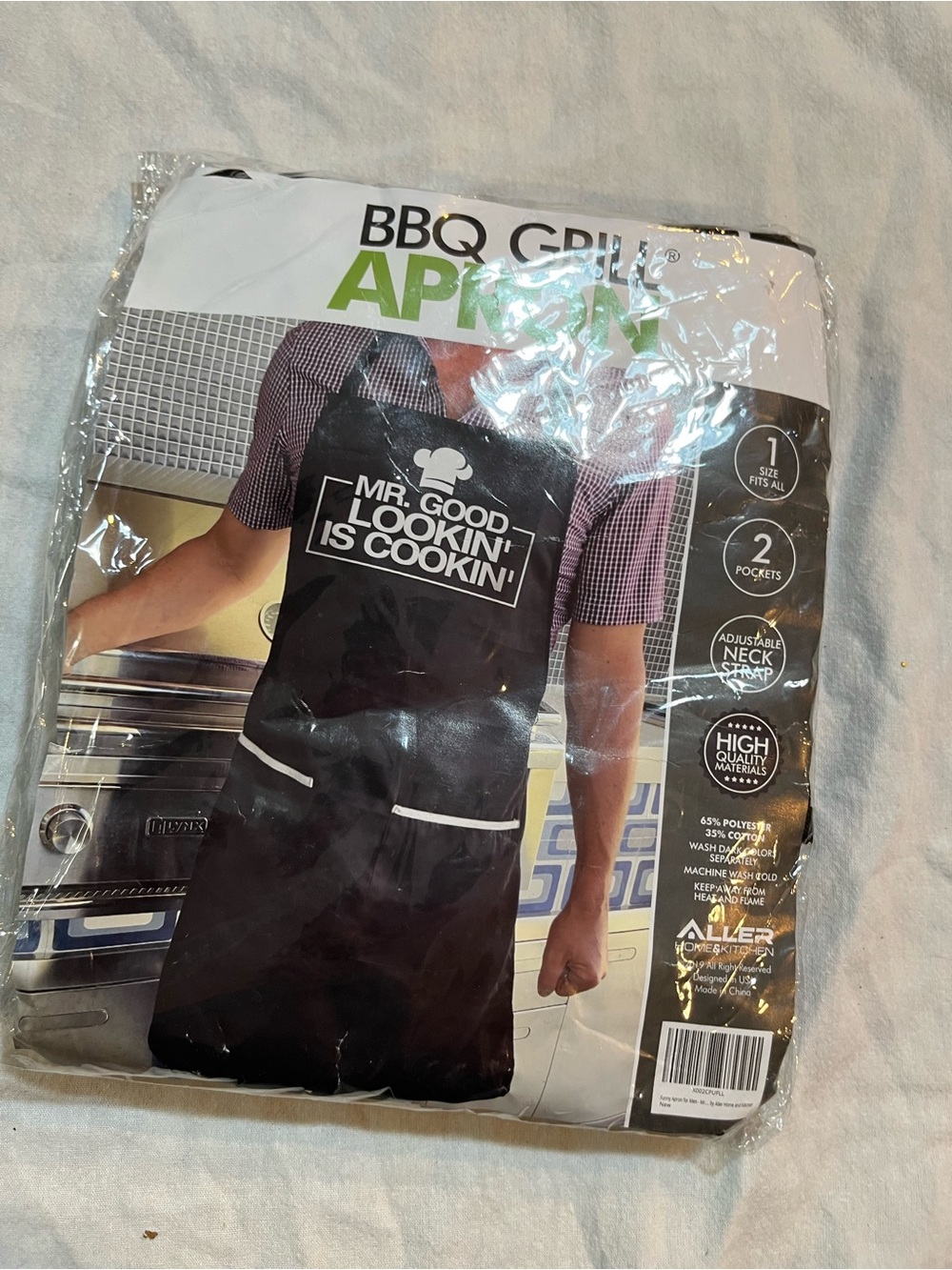 Mr. Good Lookin' is Cookin' BBQ Apron - Black